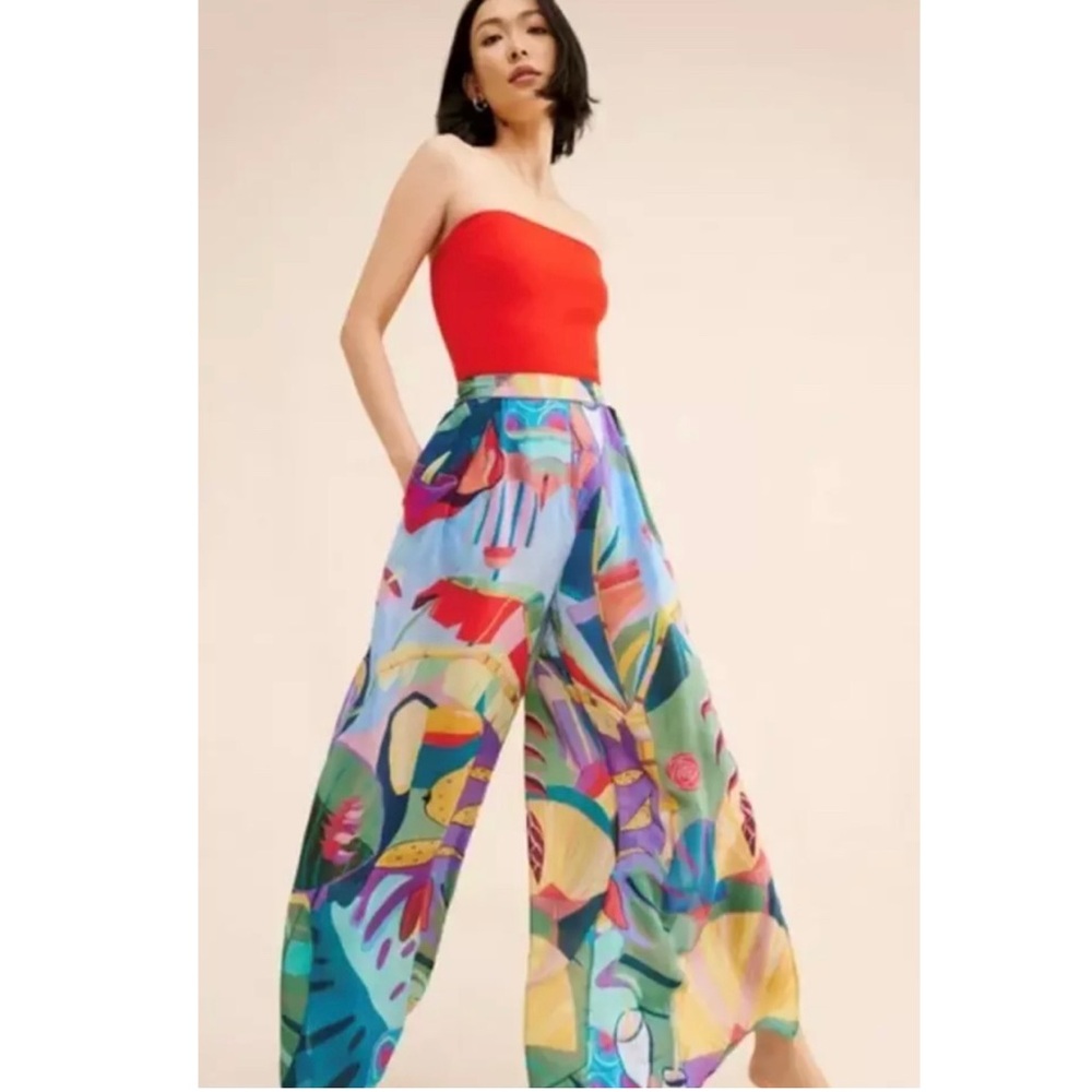 Farm Rio Tropical Wide Leg Palazzo Pants XL - Picture 3 of 12